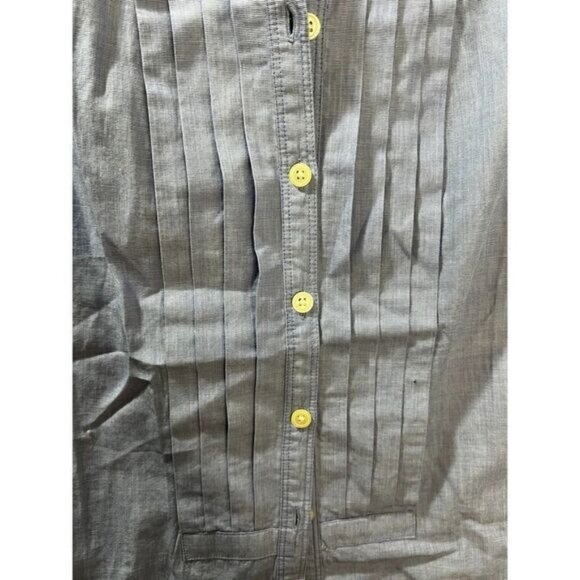 Ann Taylor Loft‎ Womens Chambray Button Down Shirt Pleated Front Blue Size XSP - Picture 4 of 6